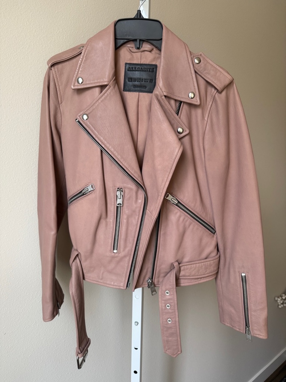All Saints Balfern Lambskin Leather Biker Jacket